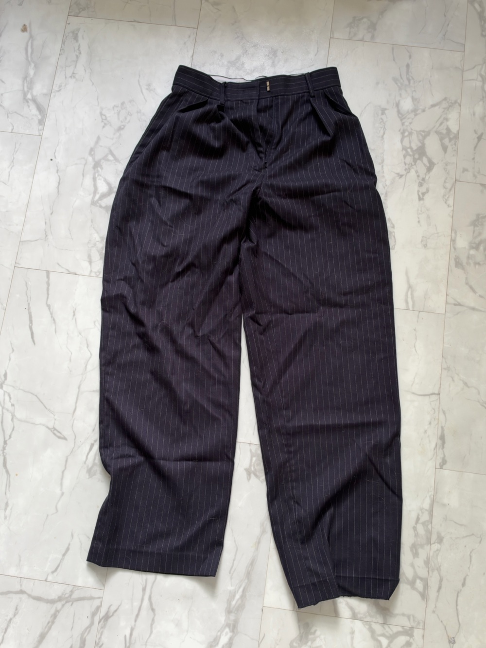 The Frankie Shop wide leg Navy Pinstripe trousers
